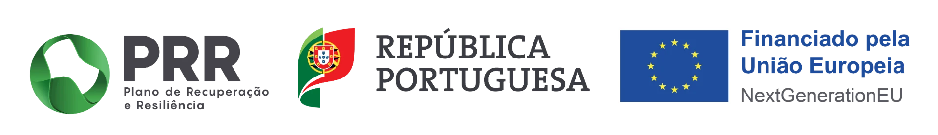 PRR — Plano de Recuperação e Resiliência, República Portuguesa, Financiado pela União Europeia — NextGenerationEU